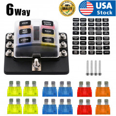 6 Way Blade Fuse Box Block Holder LED 6V-24V Suit For Car RV Marine Trailer Boat