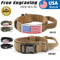 Heavy DutyTactical Military K9 Dog Training Nylon Collar with Tag Name  Flag