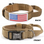 Heavy DutyTactical Military K9 Dog Training Nylon Collar with Tag Name  Flag