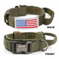 Heavy DutyTactical Military K9 Dog Training Nylon Collar with Tag Name  Flag
