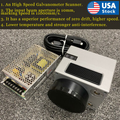 1064nm Fiber Laser Scanning Galvo Head 10mm Galvanometer Scanner & Power Supply