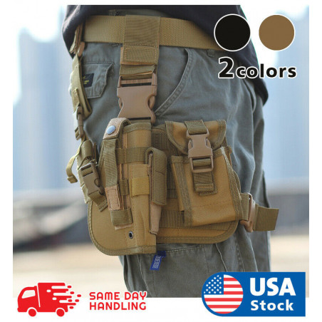 Tactical Molle Drop Leg Platform & Handgun Pistol Holster Thigh Gun Adjustable