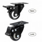 Set 4 Swivel Plate Casters 2.5" Black Polyurethane Wheels Total Lock Brake