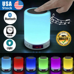 Wireless Bluetooth Speaker LED Touch Night Light Alarm Clock USB Rechargeable US