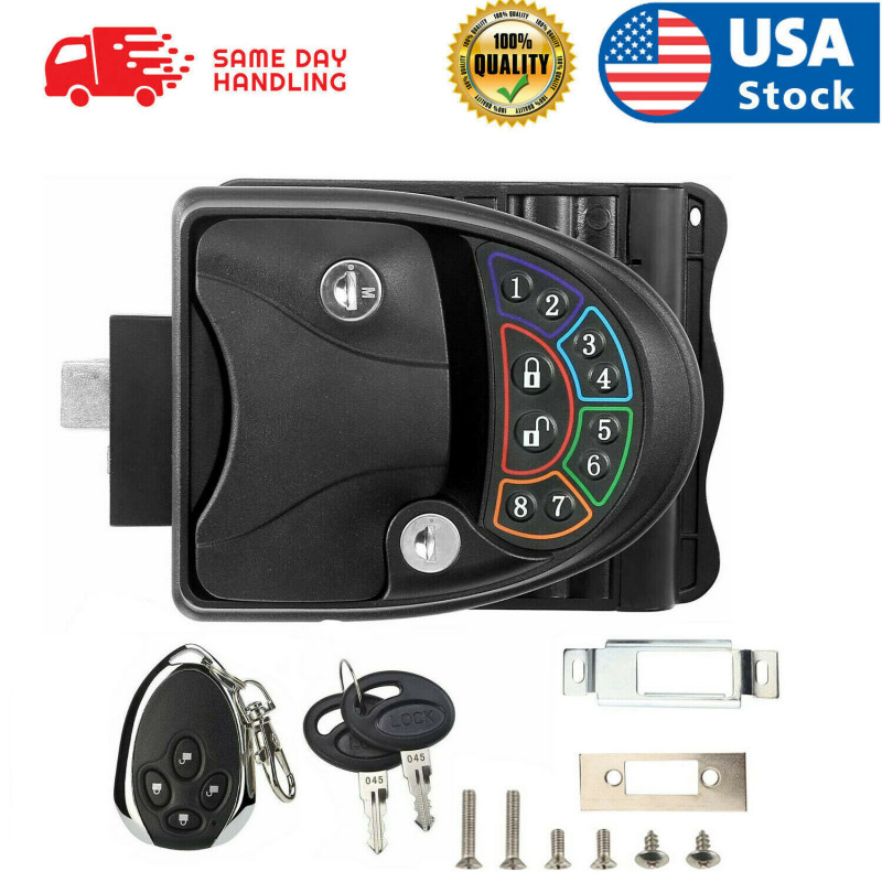 RV Keyless Entry Door Lock Black Latch Handle Knob Deadbolt For Camper Trailer