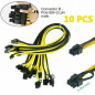 10pcs 50cm Quality Breakout Cable 6Pin to 8Pin (6+2Pin) PCI-E Cable 18AWG Mining