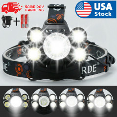 LED Headlamp 5 Head CREE XM-L T6 18650 Headlight Flashlight Torch Light