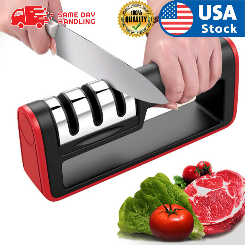 Knife Sharpener Professional Ceramic Tungsten Kitchen Sharpening System 3 Stage