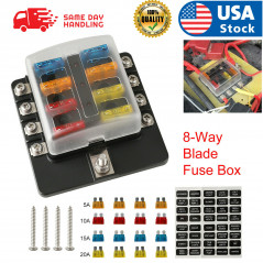 8 Way Car Boot Power Distribution 12~32V Blade Fuse Holder Box Block Panel Board