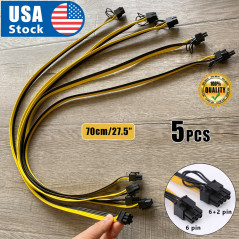 5pcs 70cm Quality Breakout Cable 6Pin to 8Pin (6+2Pin) PCI-E Cable 18AWG Mining