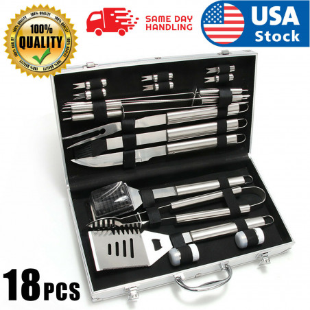 BBQ Grill Tool Set- 18 Piece Stainless Steel Barbecue Grilling Accessories