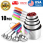 10PCS Measuring Cups and Spoons Set Stainless Steel Nonslip Silicone Handle