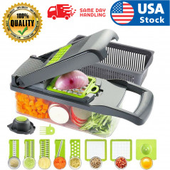 12 in 1 Vegetable Chopper Spiralizer Mandolin Slicer Grater with Container