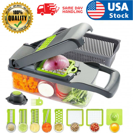 12 in 1 Vegetable Chopper Spiralizer Mandolin Slicer Grater with Container