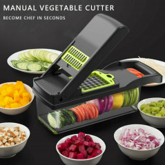 12 in 1 Vegetable Chopper Spiralizer Mandolin Slicer Grater with Container