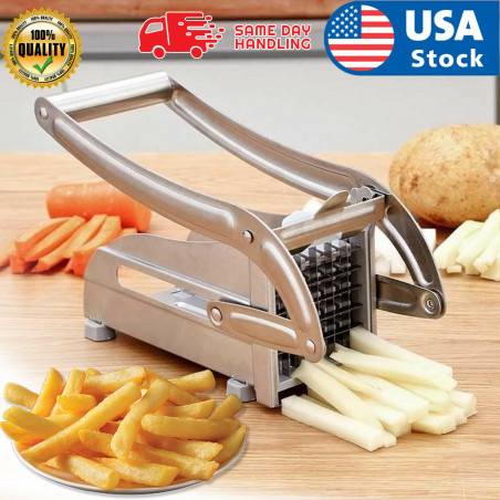 Stainless Steel French Fry Cutter Vegetable Potato Chopper Slicer Dicer 2 Blades