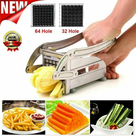 Stainless Steel French Fry Cutter Vegetable Potato Chopper Slicer Dicer 2 Blades