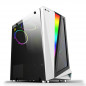 RGB Light Computer Case Tempered Glass Panels ATX Gaming  White PC Case