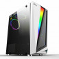 RGB Light Computer Case Tempered Glass Panels ATX Gaming  White PC Case