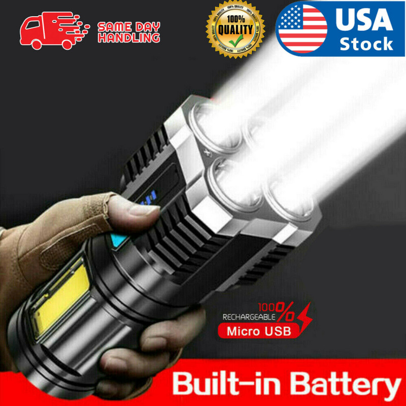 Super Bright Torch LED Flashlight USB Rechargeable Camping Tactical lamp
