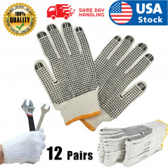 12 PAIRS WHITE POLY COTTON STRING KNIT WORK SAFETY GLOVES Nylon Glove