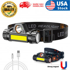 LED Headlamp USB Rechargeable COB Headlight Camping Fishing Hunting Lamp