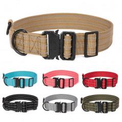 Nylon Adjustable Tactical heavy duty large Dog Collar K9 with Metal Buckle