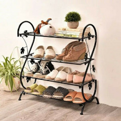 4Tier Metal Shoe Rack Organizer Holds 12 Pairs Plant Stand Flower Pot Display