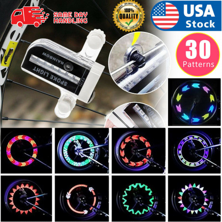 Bicycle Wheel Lights Waterproof RGB Ultra Bright Spoke Lights 14-LED 30 Patterns