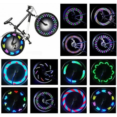 Bicycle Wheel Lights Waterproof RGB Ultra Bright Spoke Lights 14-LED 30 Patterns