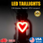 Heart LED Bike Rear Light USB Rechargeable, Waterproof Bicycle Taillight