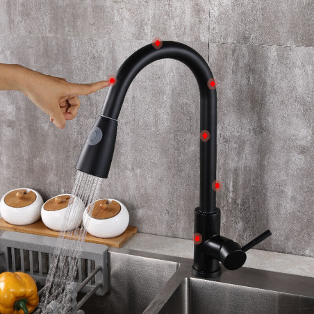 Automatic Touch Sensor Kitchen Faucet with Pull down Sprayer Stainless Steel