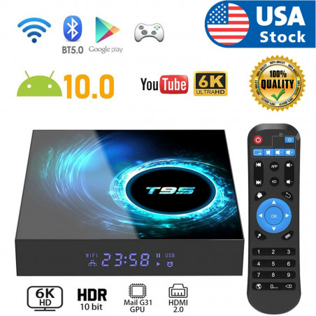 T95 Smart TV BOX 6K Android 10 Quad Core 5G WIFI HDMI Home Media Player Streamer