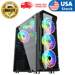 PC Gaming Computer Case Tempered Glass/Steel ATX Mid Tower USB 3.0