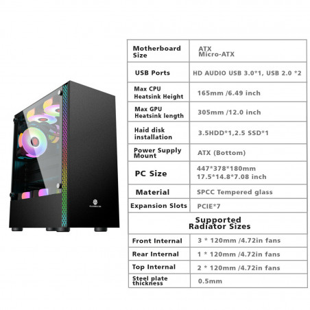 Computer Case Gaming PC Case ATX Case Micro ATX / Mid Tower Desktop usb 3.0