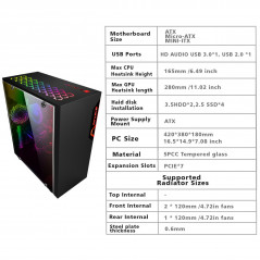 BLACK USB3.0 Steel/ Tempered Glass ATX Mid Tower Gaming Computer PC case