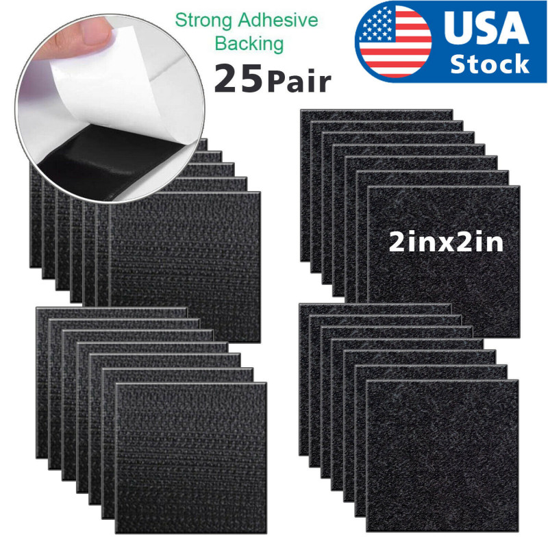 50PCS 2X2" Self adhesive Hook and Loop Fastener Tape nylon sticker adhesive