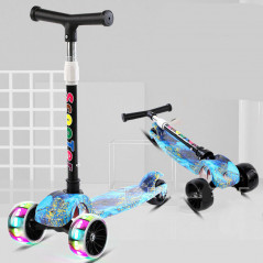 3 Wheel Adjustable LED Kick Scooter Deluxe Height T-bar Glider For Toddler Kids
