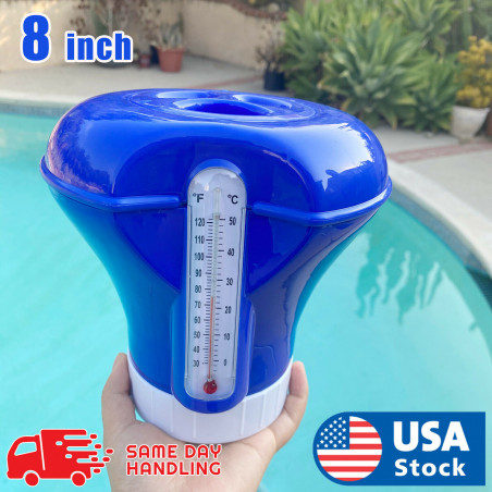 Swimming Pool / 8 inch Floating Chlorine Dispenser with Automatic Thermometer US
