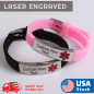 Personalized Medical alert ID bracelet Silicon emergency Wristband waterproof