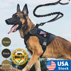 Tactical Dog Vest Harness – Military K9 Dog Training Vest –Working Dog+Leash
