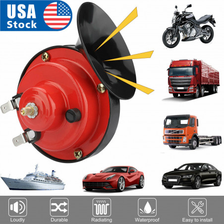 12V Universal 110DB Super Loud Snail Air Horn Motorcycle Car Truck Boat Train US