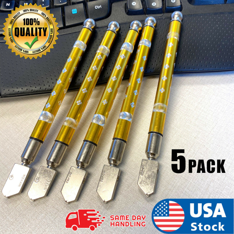 5XDiamond Antislip Metal Handle Steel Blade Oil Feed Glass Cutter Cutting Tools