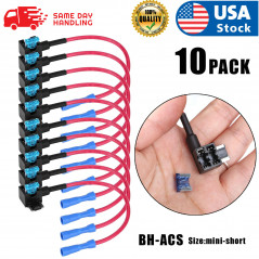 10PCS 12V 15A Car Add-a-circuit Fuse TAP Adapter Kit, SMALL ATM APM Blade Fuse