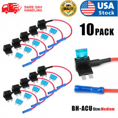 10PCS 12V 15A Car Add-a-circuit Fuse TAP Adapter Kit, Medium ATM APM Blade Fuse