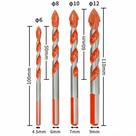 Multifunctional Ultimate Drill Bits Ceramic Glass Punching Hole Working 6mm-12mm