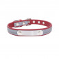 Personalized reflective Leather Dog Collar with name plate XS S M L XXL