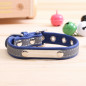 Personalized reflective Leather Dog Collar with name plate XS S M L XXL