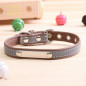 Personalized reflective Leather Dog Collar with name plate XS S M L XXL