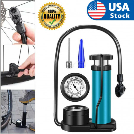 Addmotor Bike Pump Mini Portable Bicycle Foot Pump Pressure Gauge Tire Air Pump